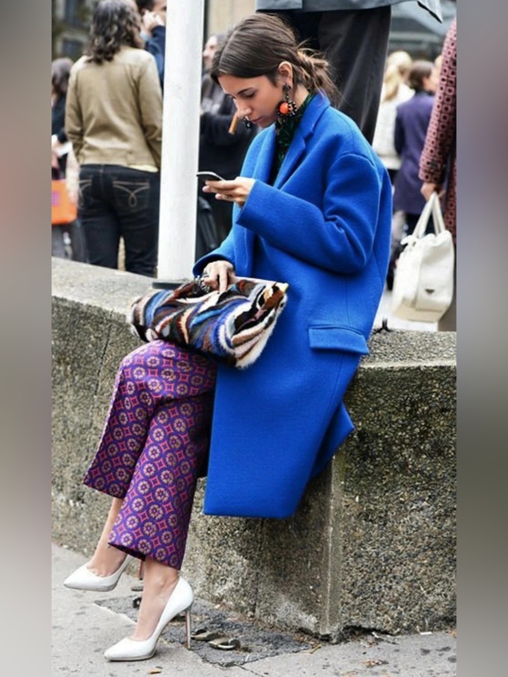 Vtg Mallerette Cobalt Blue Wool Statement Coat - Picture 8 of 17